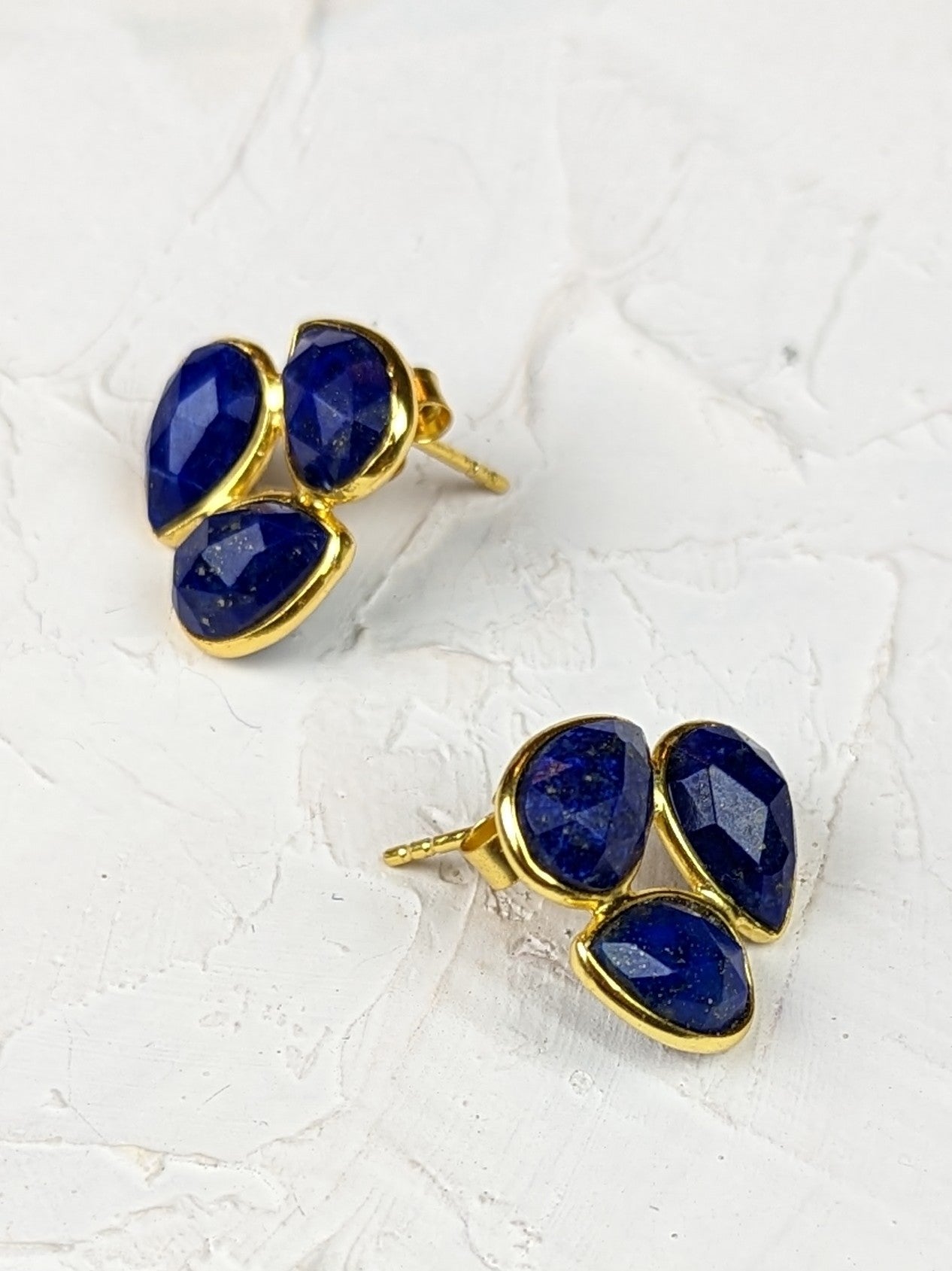 Lapis Cluster Stud Earrings