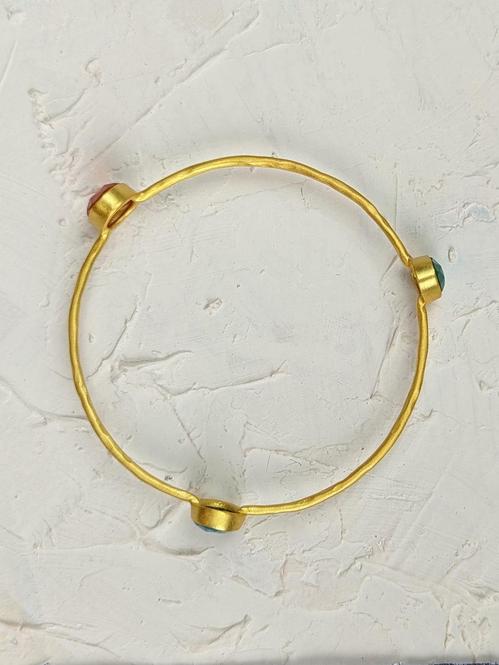 Three Gems Gold Bangle