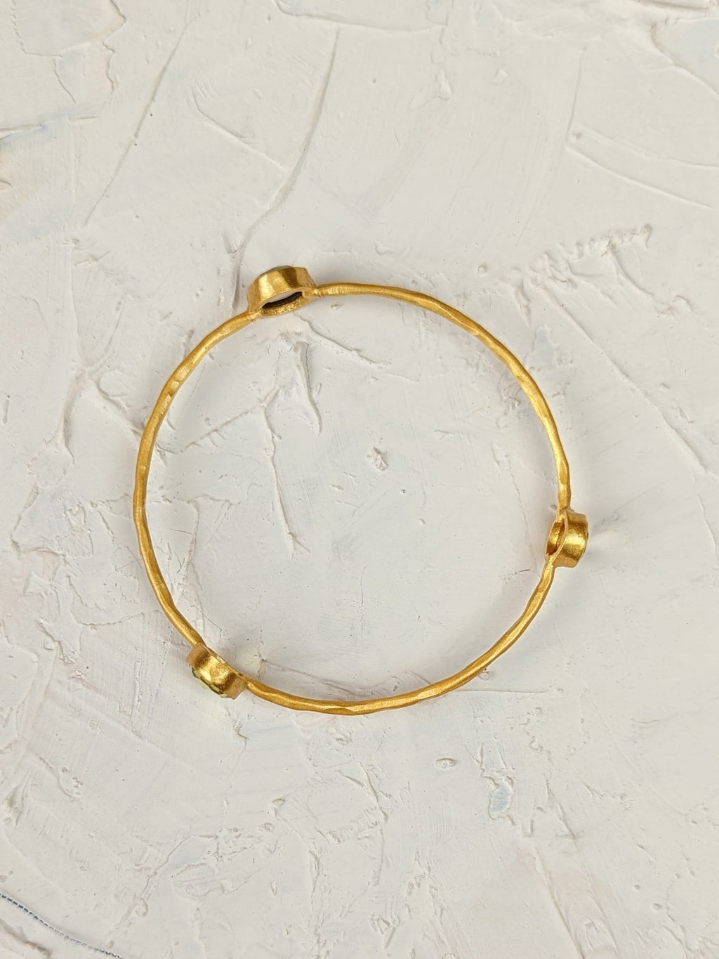 Three Gems Gold Bangle