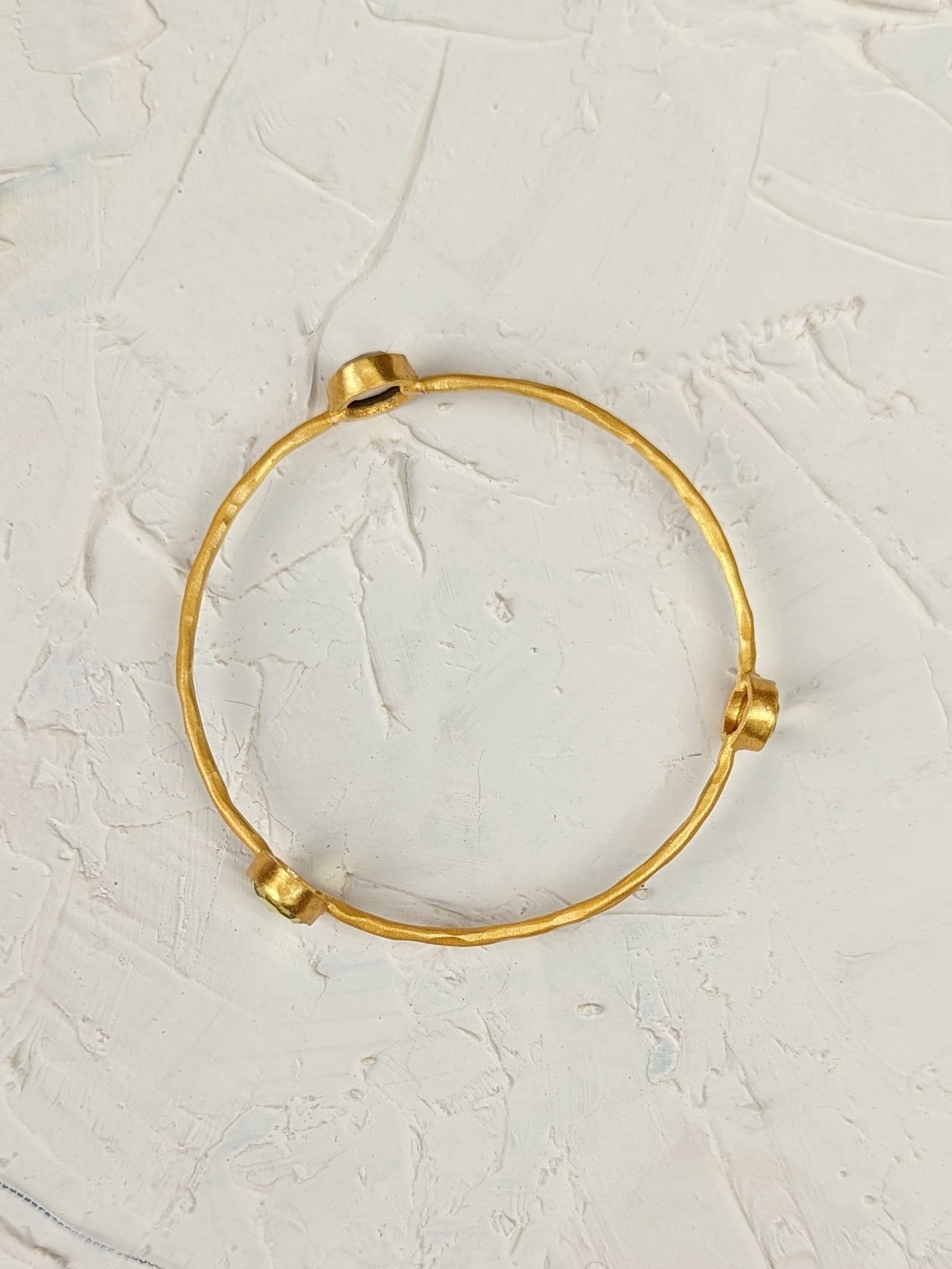 Three Gems Gold Bangle