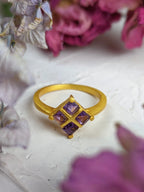 Faceted Amethyst Square Ring by Ash & Rose