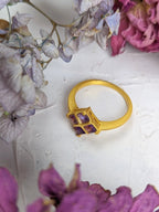 Faceted Amethyst Square Ring by Ash & Rose