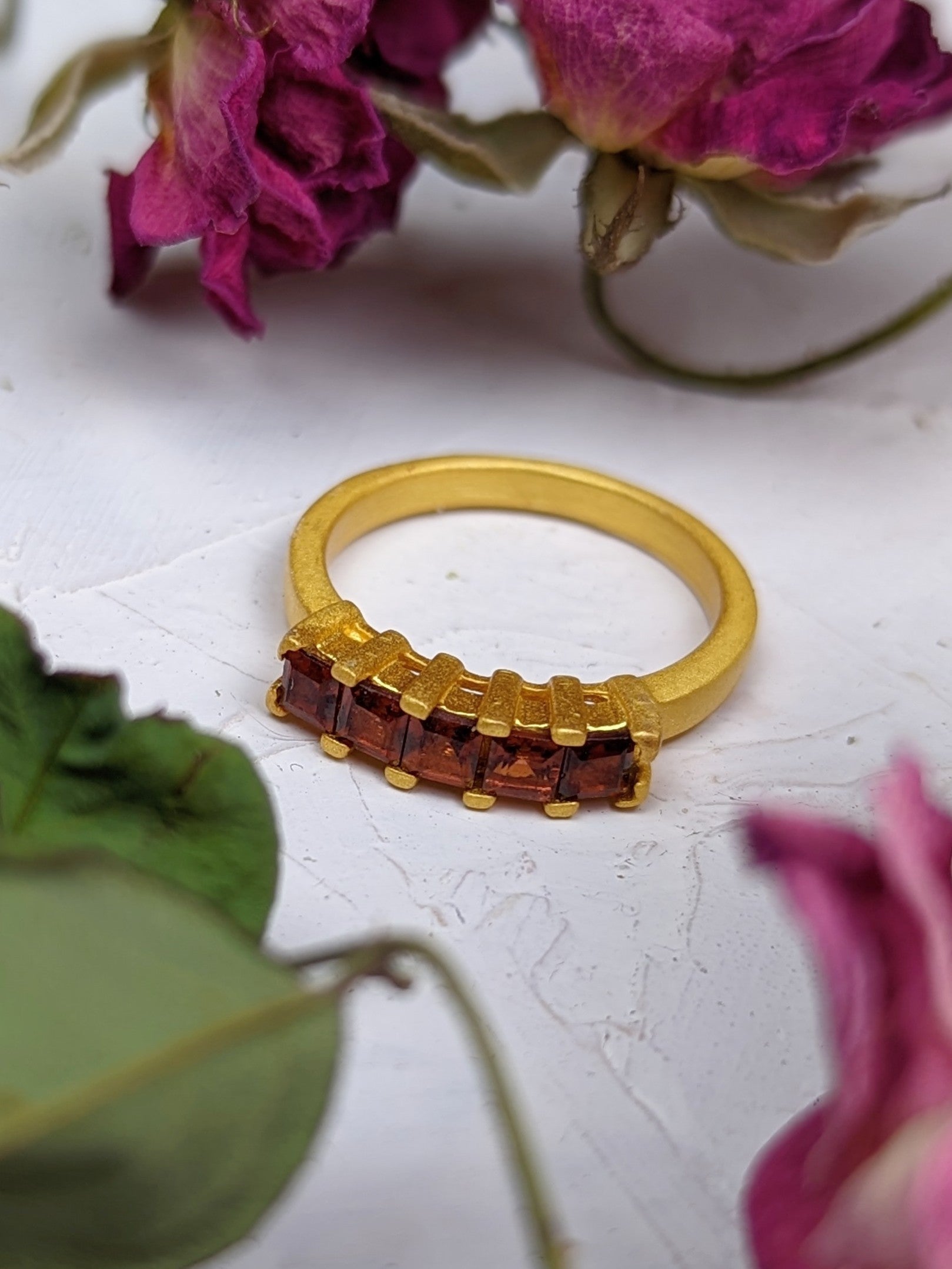 Garnet Squares Gemstone Ring