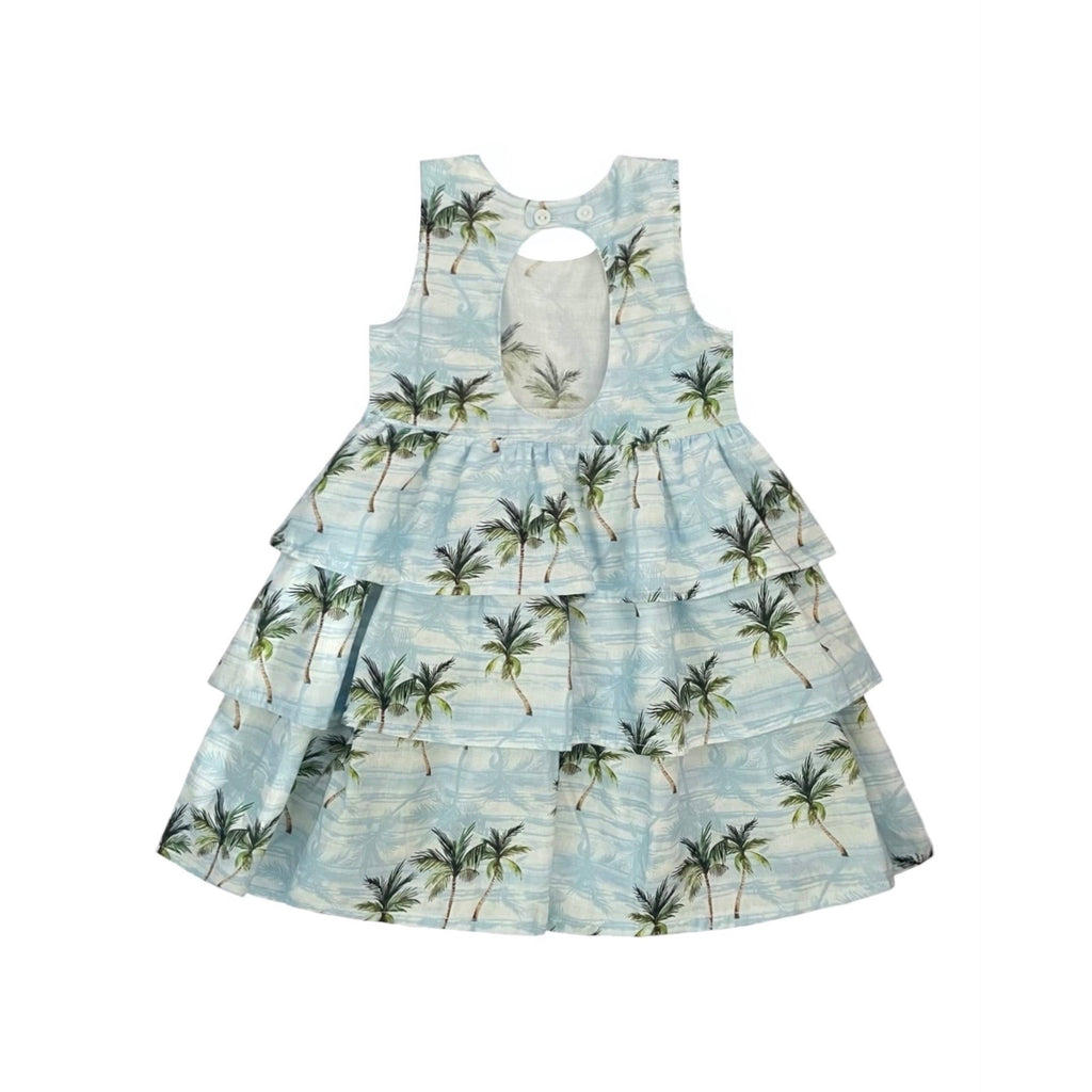 Resorts and Islands Palm Trees Tiered Cotton Dress