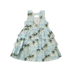 Resorts and Islands Palm Trees Tiered Cotton Dress