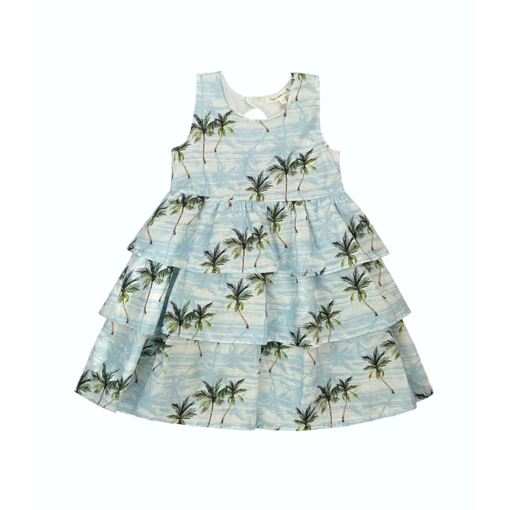 Resorts and Islands Palm Trees Tiered Cotton Dress
