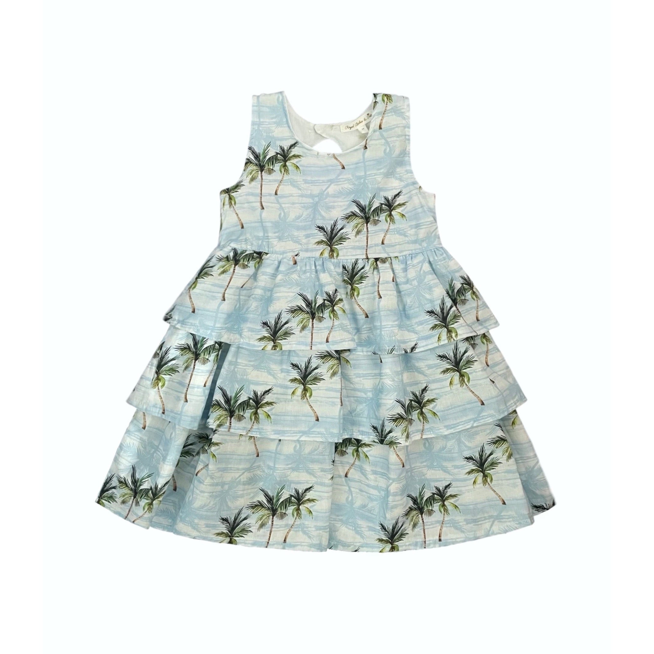 Resorts and Islands Palm Trees Tiered Cotton Dress