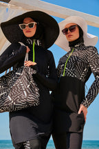 Woven Black Burkini Modest Swimwear M2326