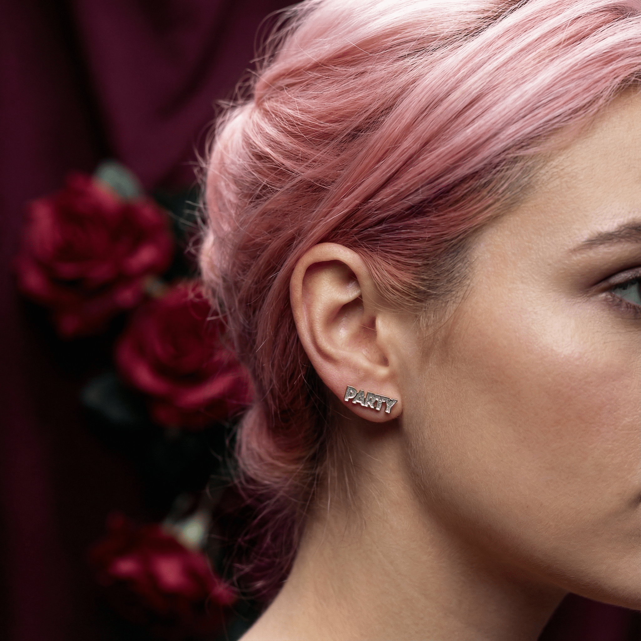 Party Time Stud Earrings | Light Pink and Gold with Glitter Finish