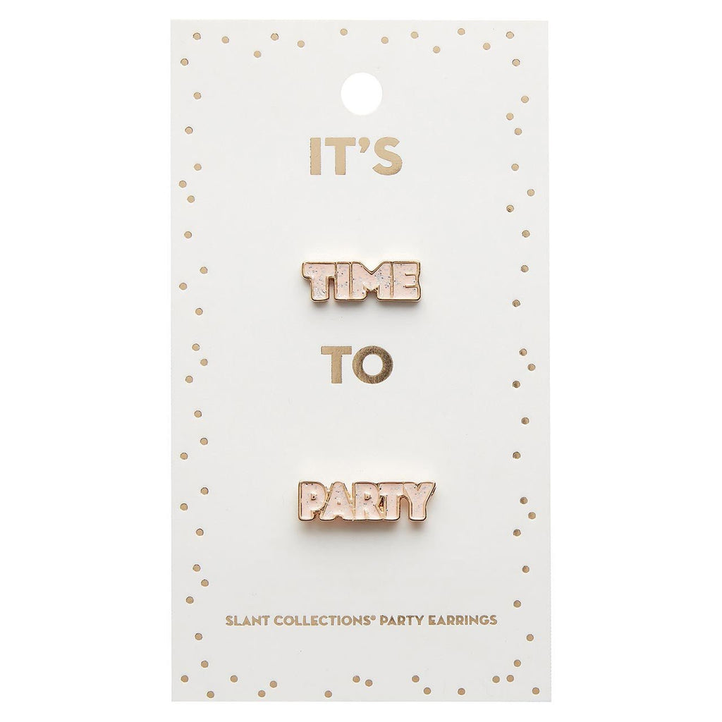 Party Time Stud Earrings | Light Pink and Gold with Glitter Finish
