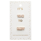 Party Time Stud Earrings | Light Pink and Gold with Glitter Finish by The Bullish Store