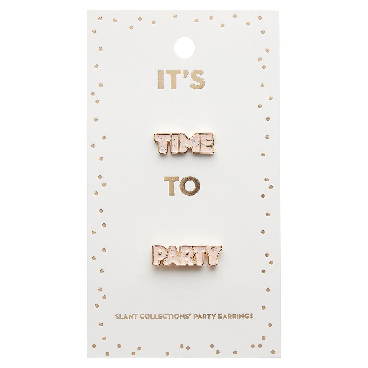 Party Time Stud Earrings | Light Pink and Gold with Glitter Finish