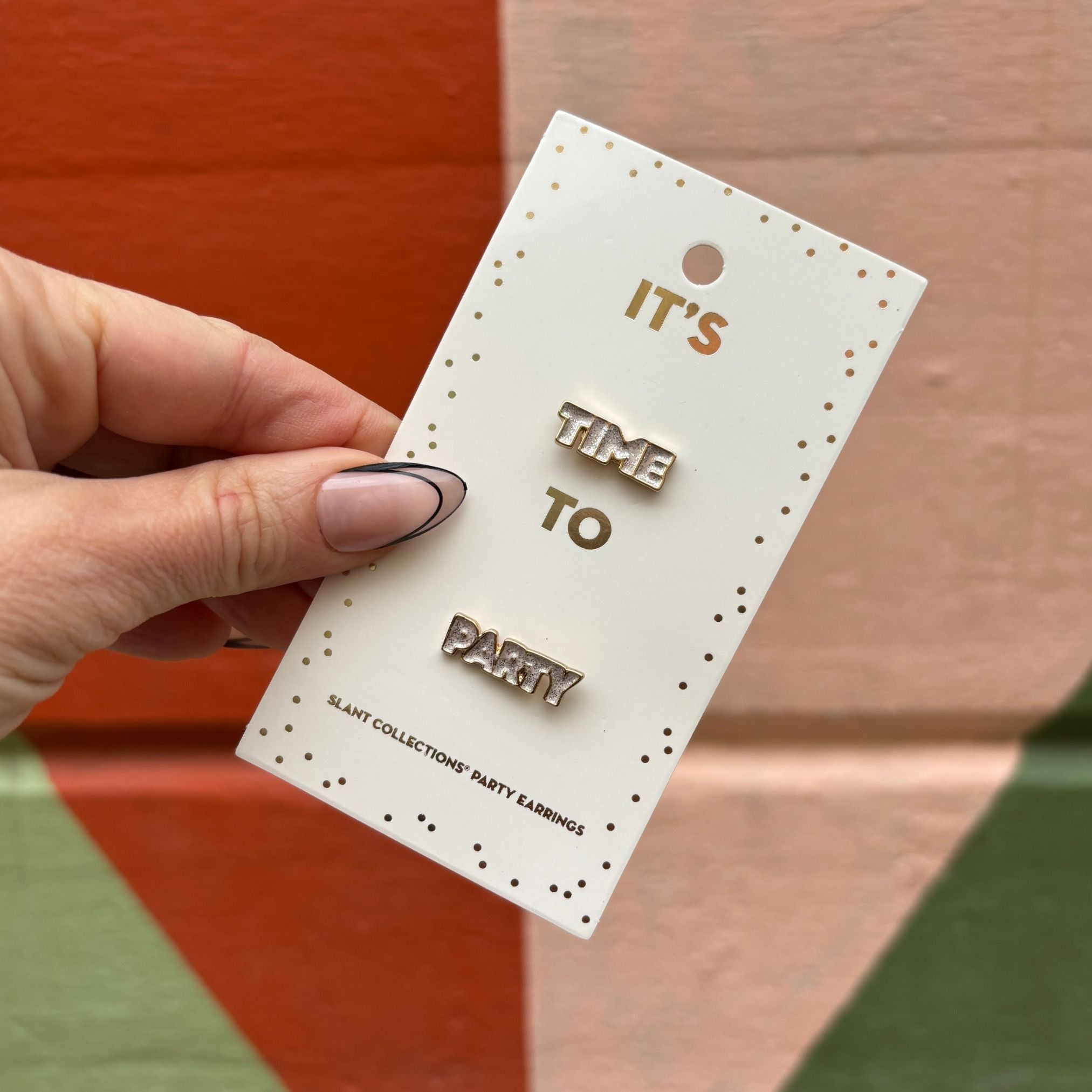 Party Time Stud Earrings | Light Pink and Gold with Glitter Finish