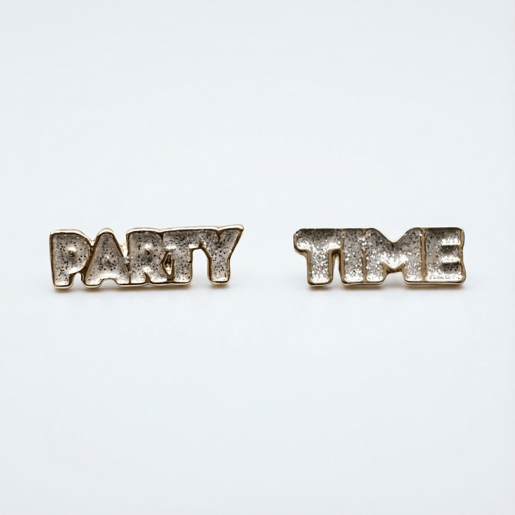 Party Time Stud Earrings | Light Pink and Gold with Glitter Finish