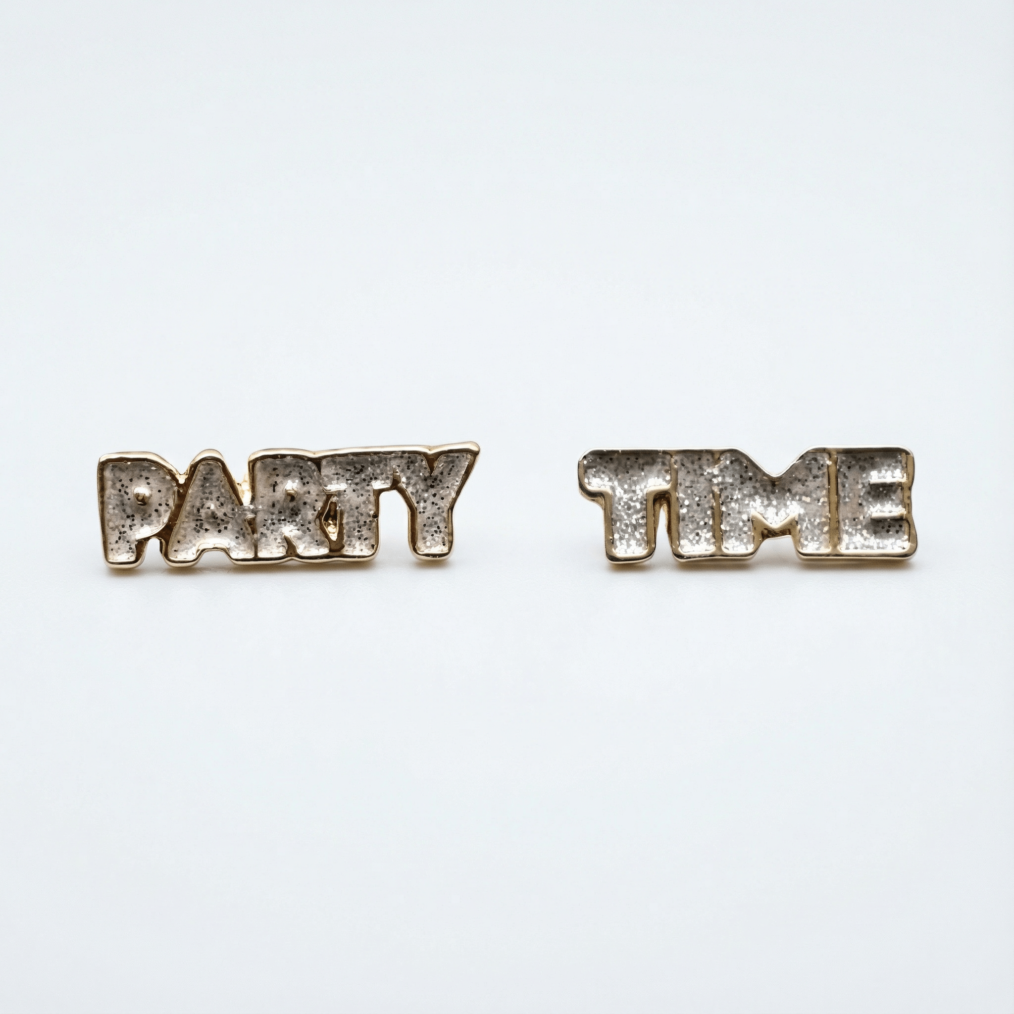 Party Time Stud Earrings | Light Pink and Gold with Glitter Finish