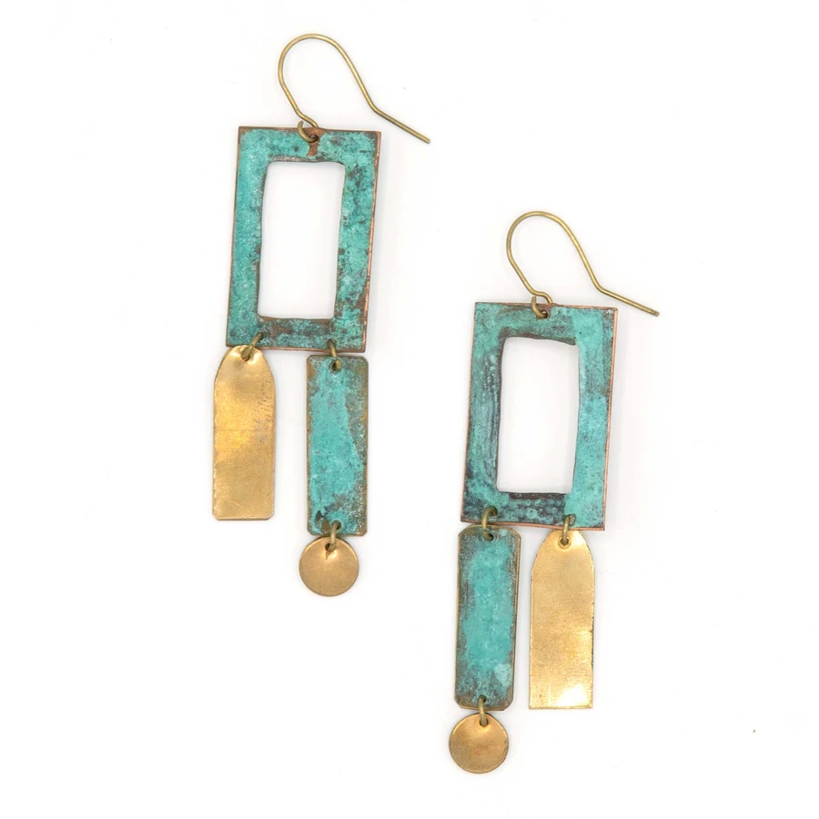 Patina Frame Artisanal Earrings by Fair Anita