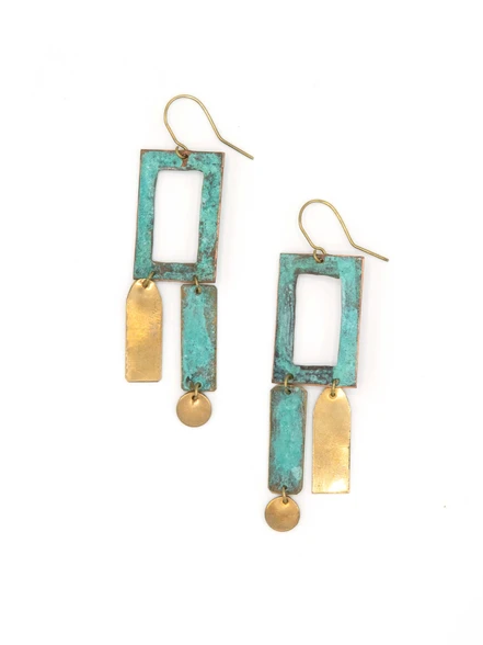 Patina Frame Artisanal Earrings by Fair Anita