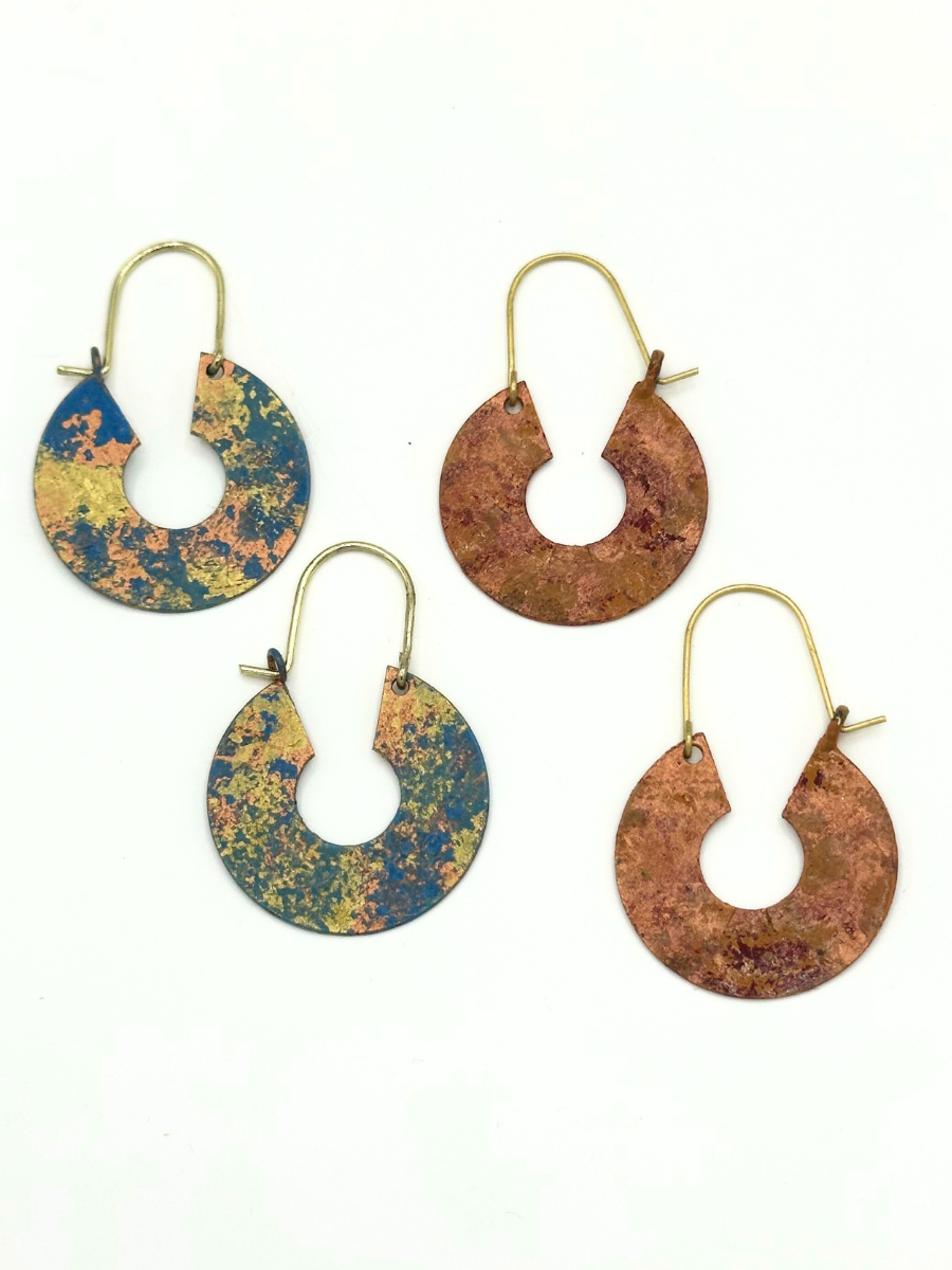 Patina Hammered Hoops