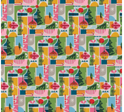 Large Reusable Cloth Furoshiki Gift Wrap | Holiday Shapes & Snow