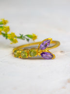 Peridot and Amethyst Vine Ring