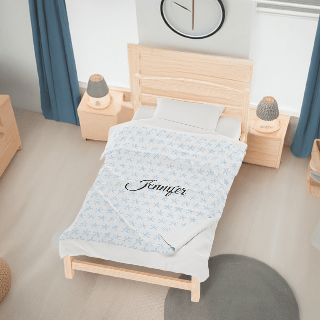 Personalized Winter Snowflake Velveteen Plush Blanket
