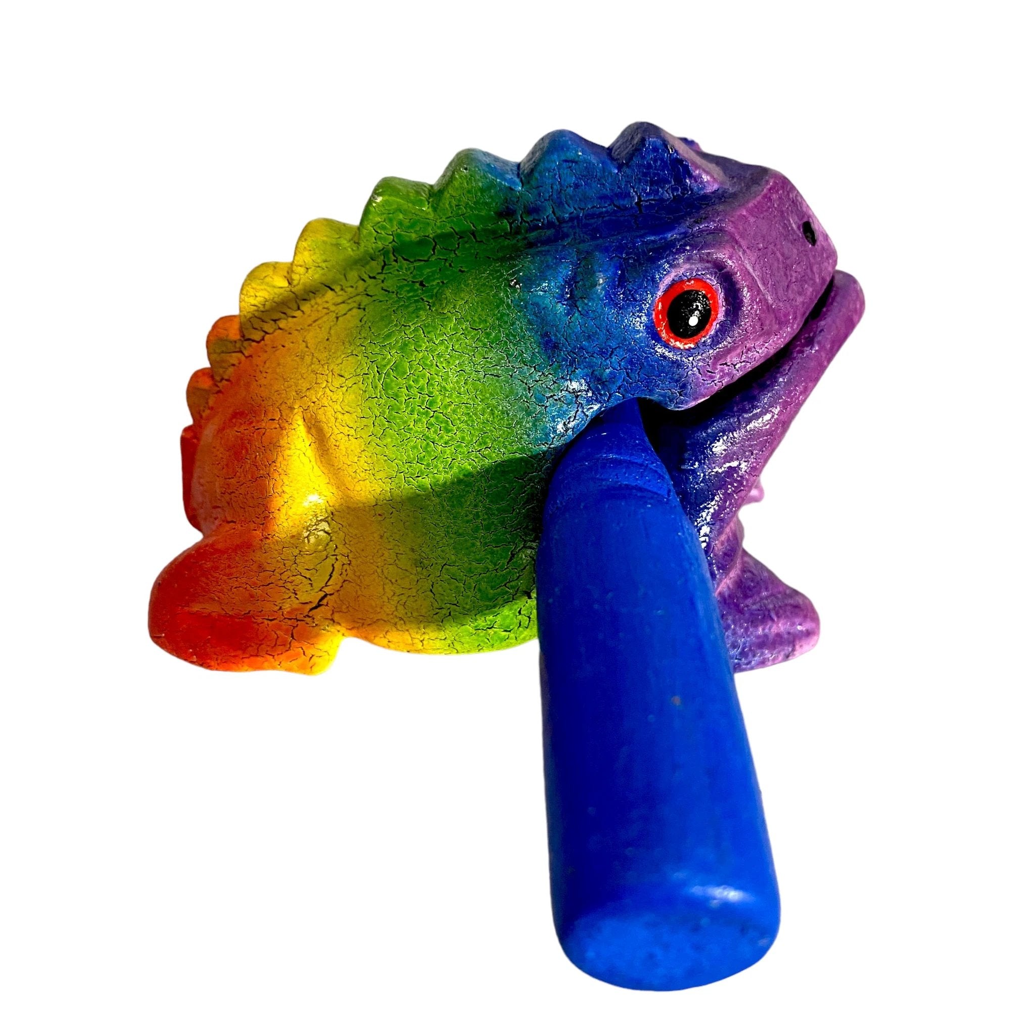 3" Wooden Musical Frog - Rainbow Design (Percussion Instrument) by Music Frog Co