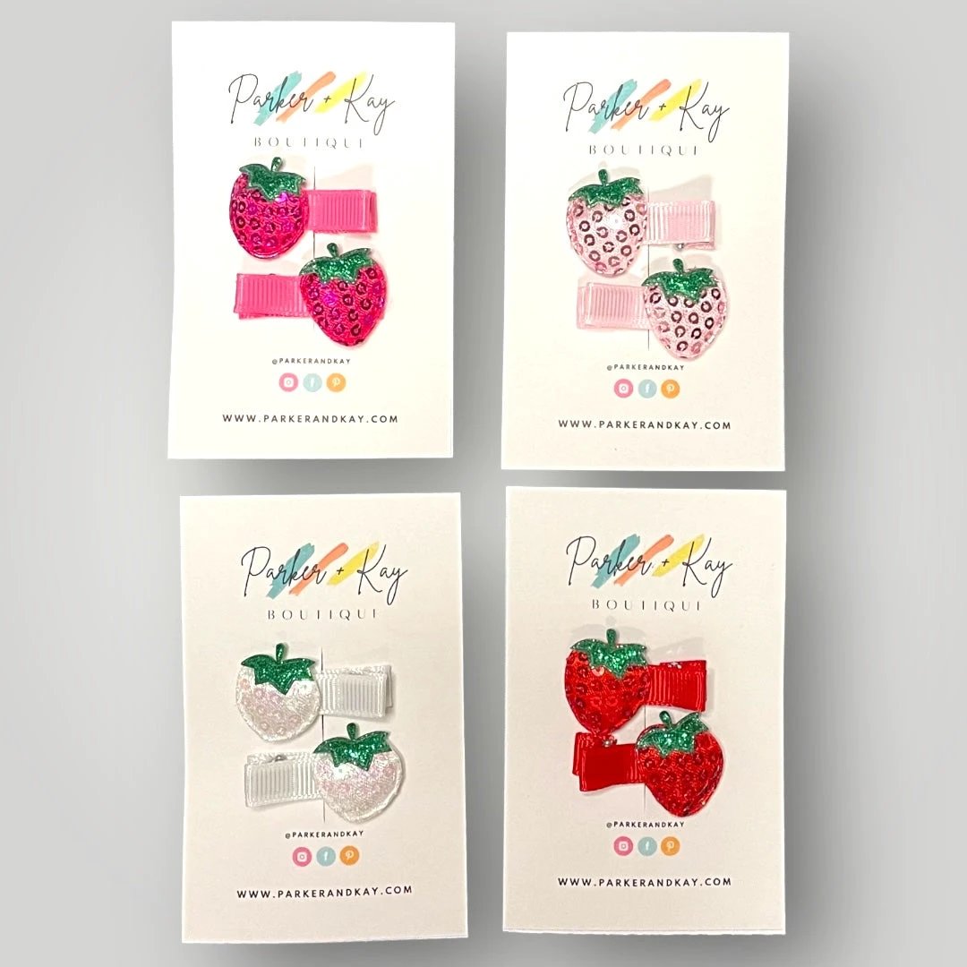 Sequin Strawberry Hair Clips by Parker + Kay Creative