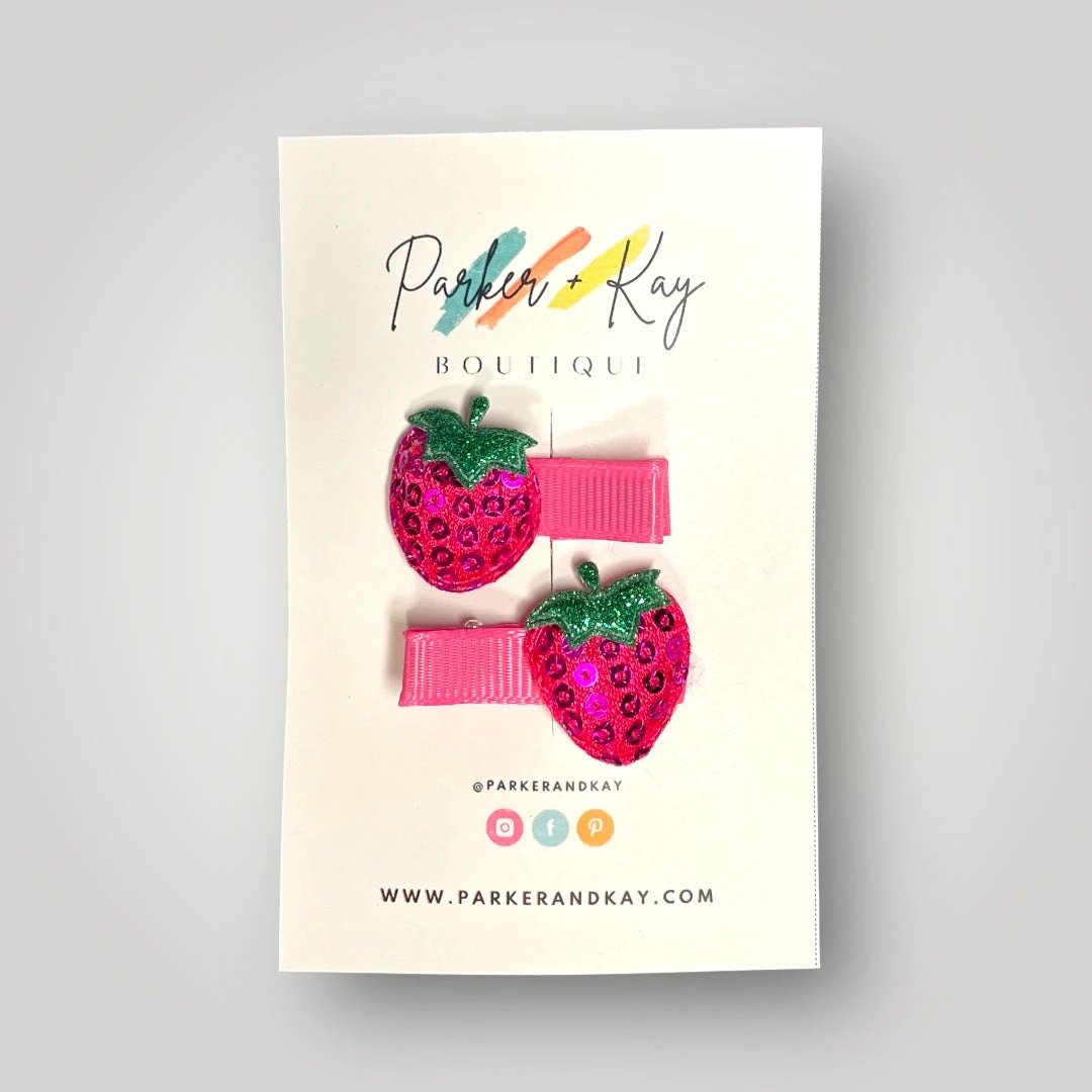 Sequin Strawberry Hair Clips by Parker + Kay Creative