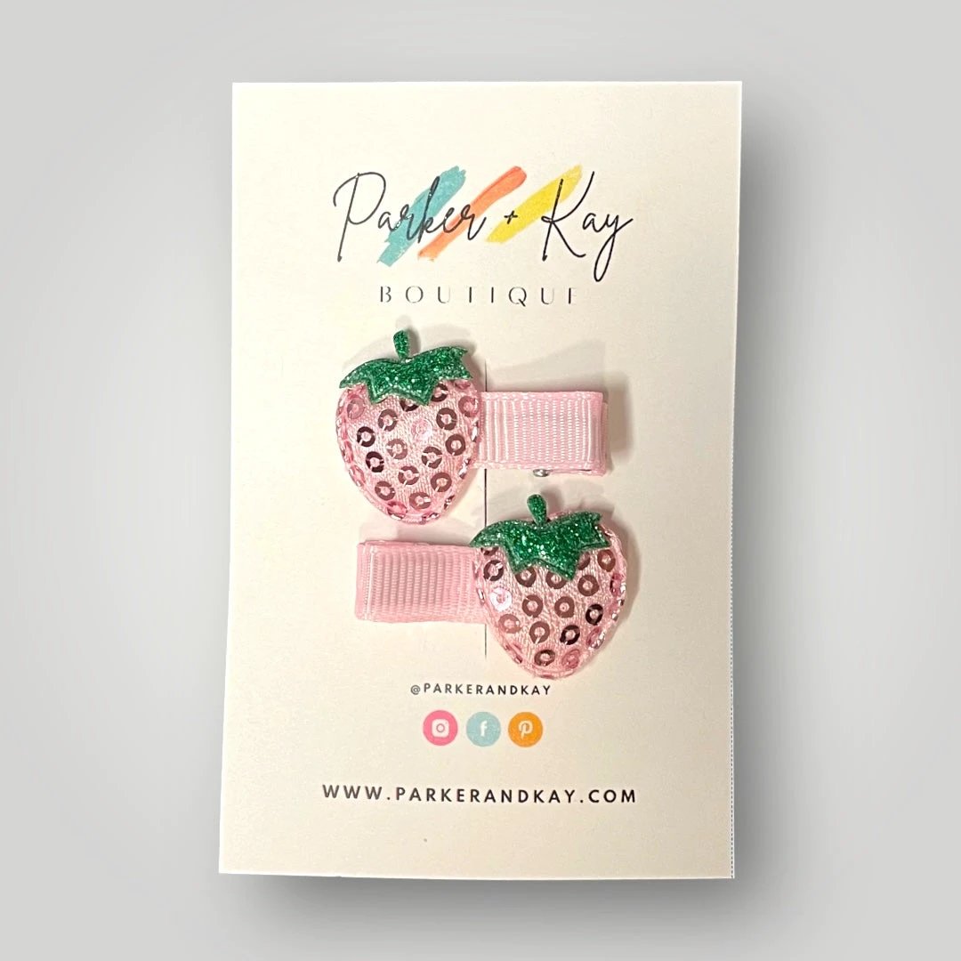 Sequin Strawberry Hair Clips by Parker + Kay Creative