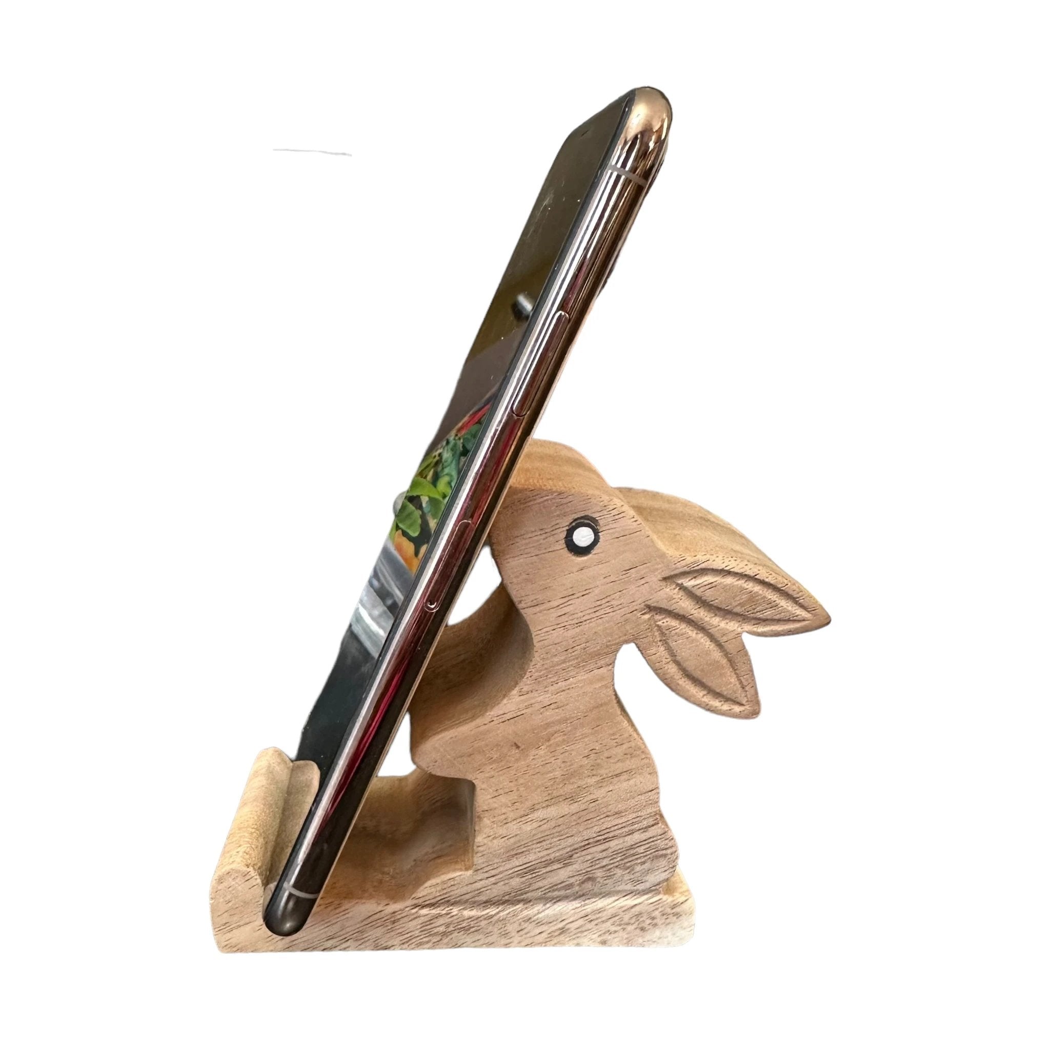 Wooden Cute Rabbit Phone Holder by Music Frog Co