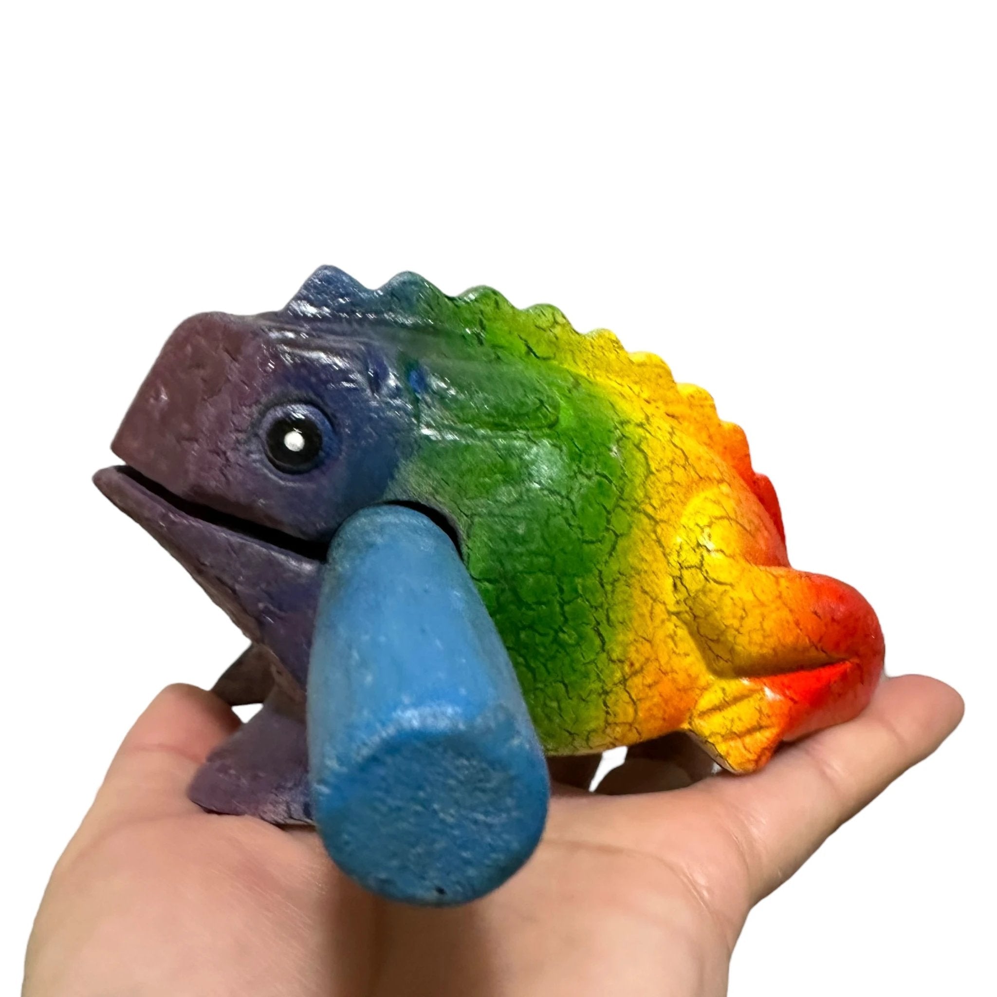 4" Wooden Musical Frog - Rainbow Design (Percussion Instrument) by Music Frog Co