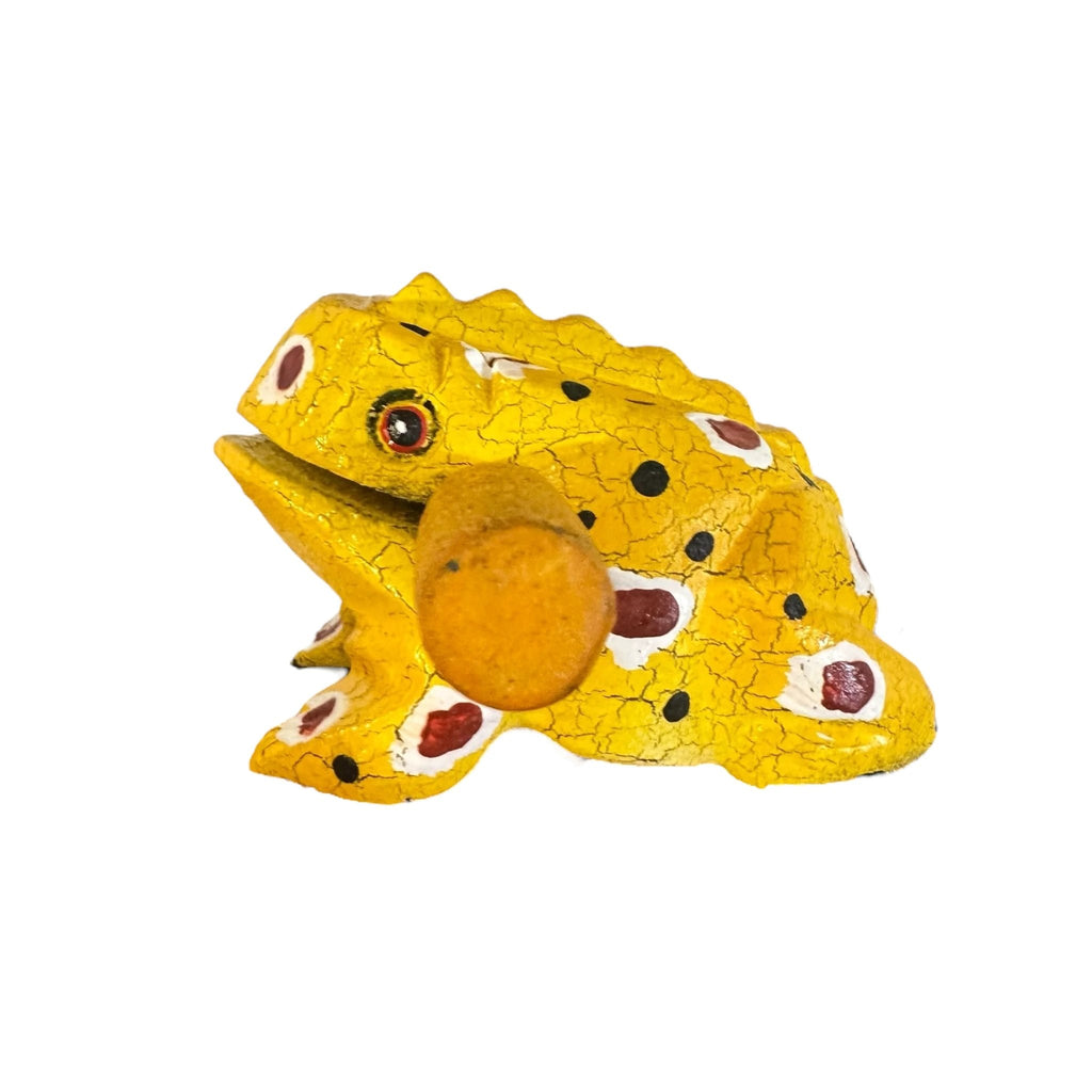 3" Wooden Musical Frog - Mustard Design (Percussion Instrument) by Music Frog Co