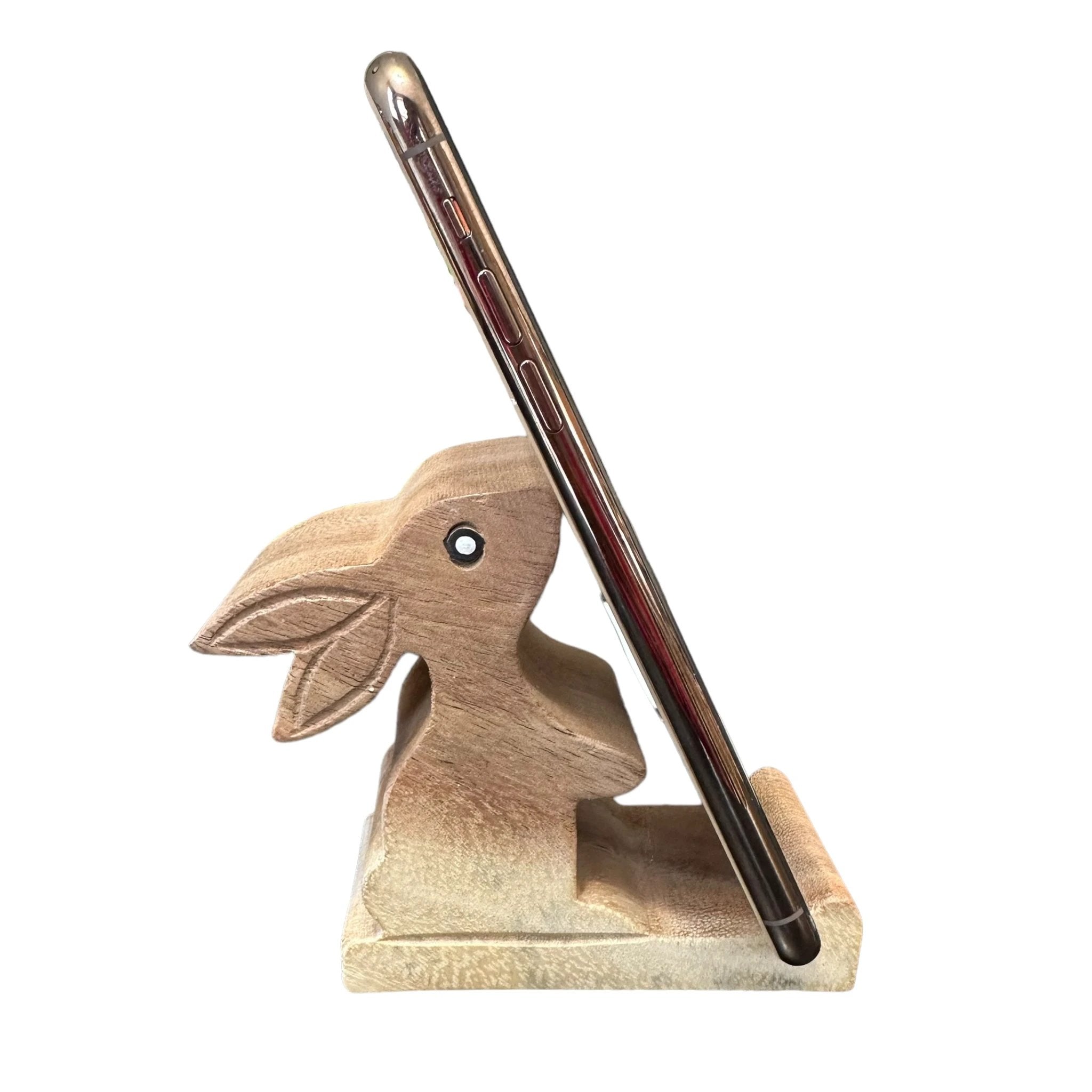 Wooden Cute Rabbit Phone Holder by Music Frog Co