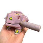 4" Wooden Musical Frog - Lavender Design (Percussion Instrument) by Music Frog Co