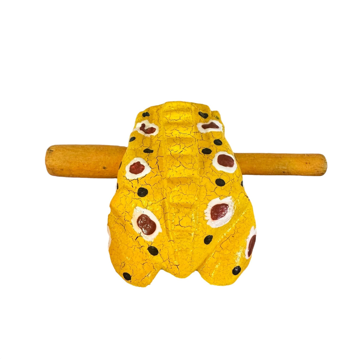 3" Wooden Musical Frog - Mustard Design (Percussion Instrument) by Music Frog Co