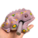 4" Wooden Musical Frog - Lavender Design (Percussion Instrument) by Music Frog Co