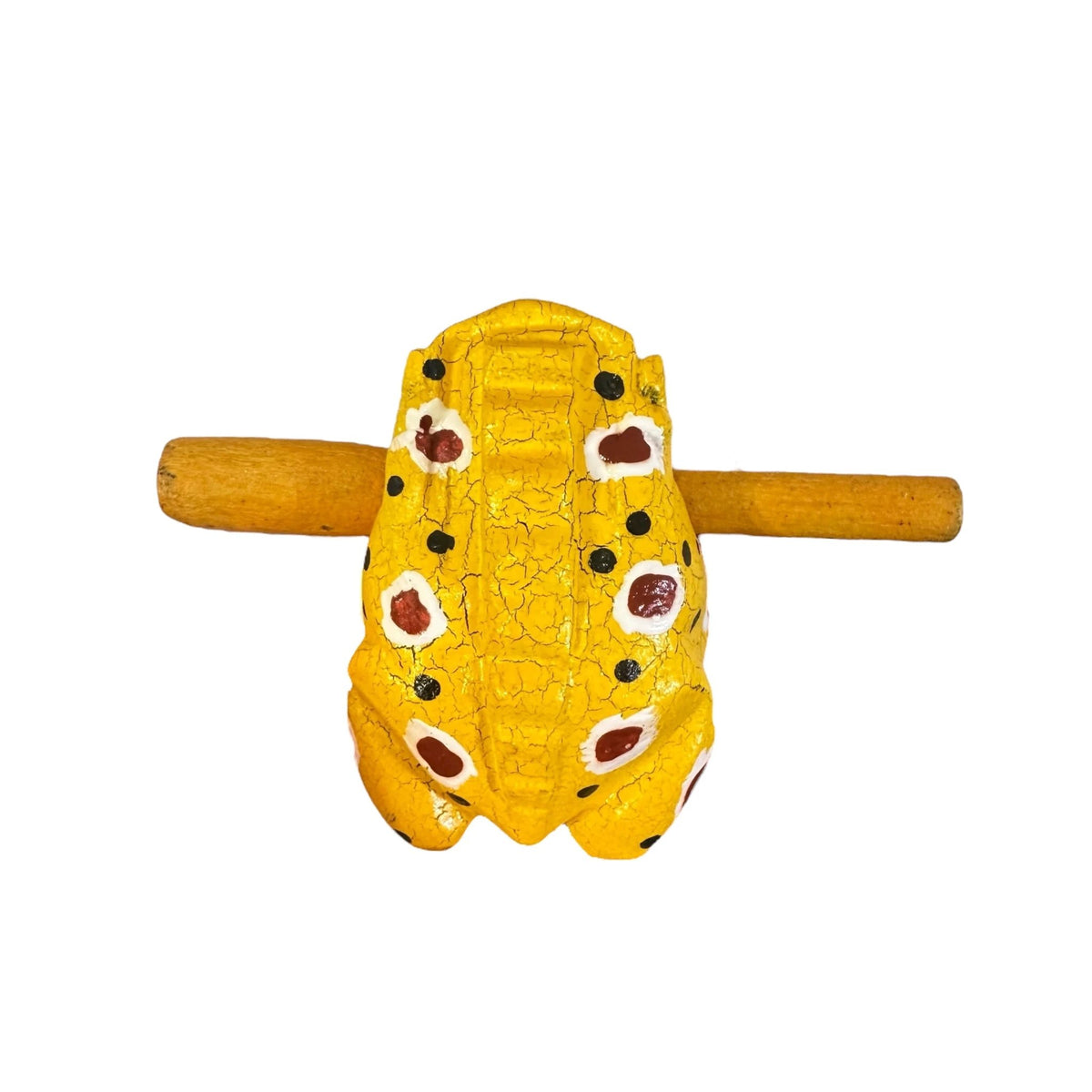 3" Wooden Musical Frog - Mustard Design (Percussion Instrument) by Music Frog Co