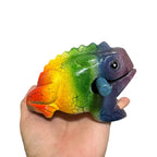 4" Wooden Musical Frog - Rainbow Design (Percussion Instrument) by Music Frog Co