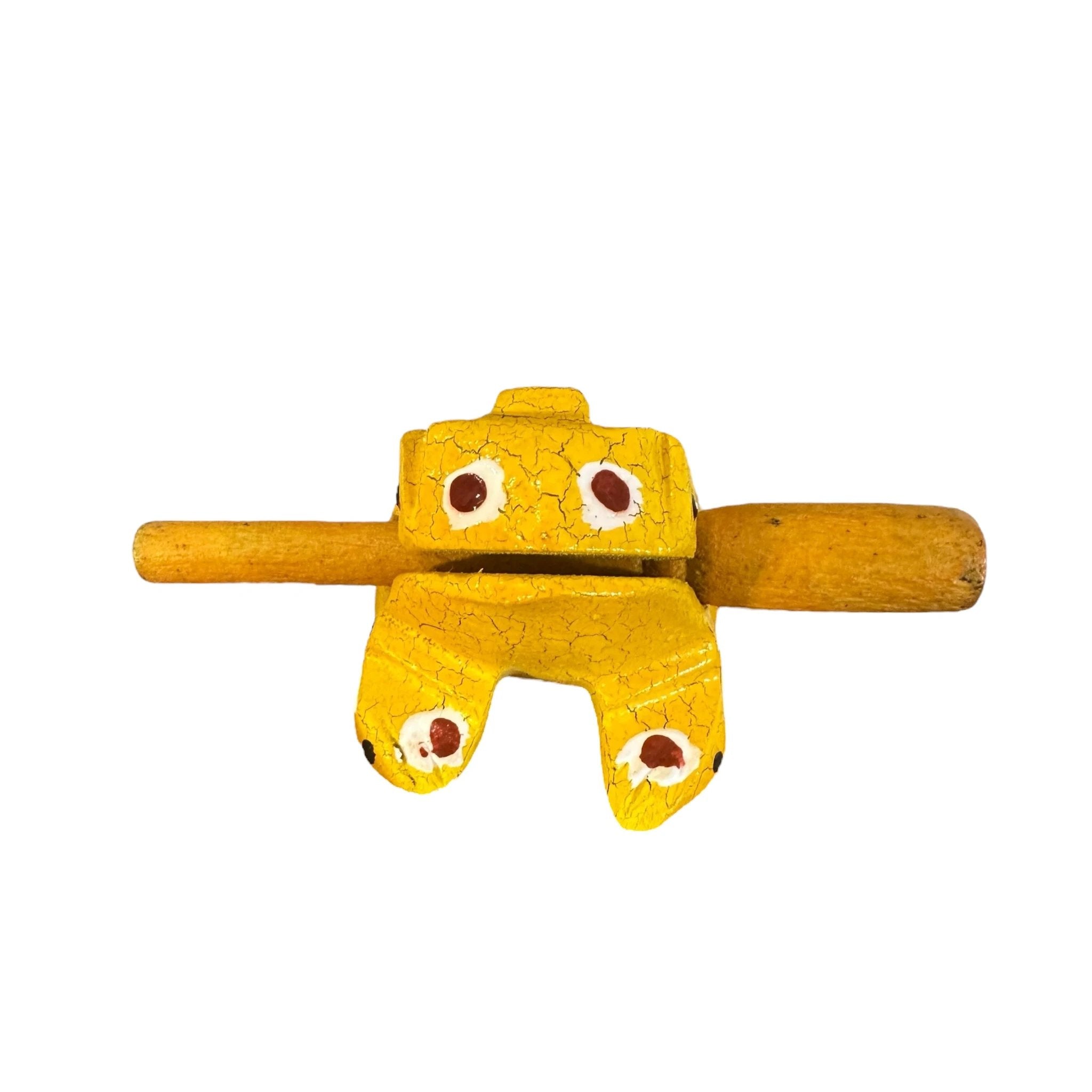 3" Wooden Musical Frog - Mustard Design (Percussion Instrument) by Music Frog Co