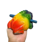 4" Wooden Musical Frog - Rainbow Design (Percussion Instrument) by Music Frog Co