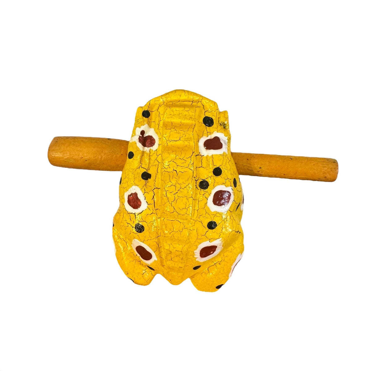 3" Wooden Musical Frog - Mustard Design (Percussion Instrument) by Music Frog Co