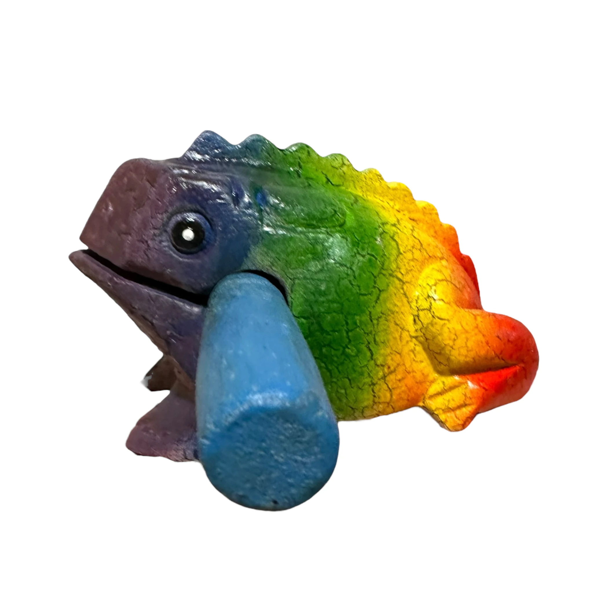 4" Wooden Musical Frog - Rainbow Design (Percussion Instrument) by Music Frog Co