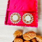 Set of 2 Kundan Diyas with Fabric Box