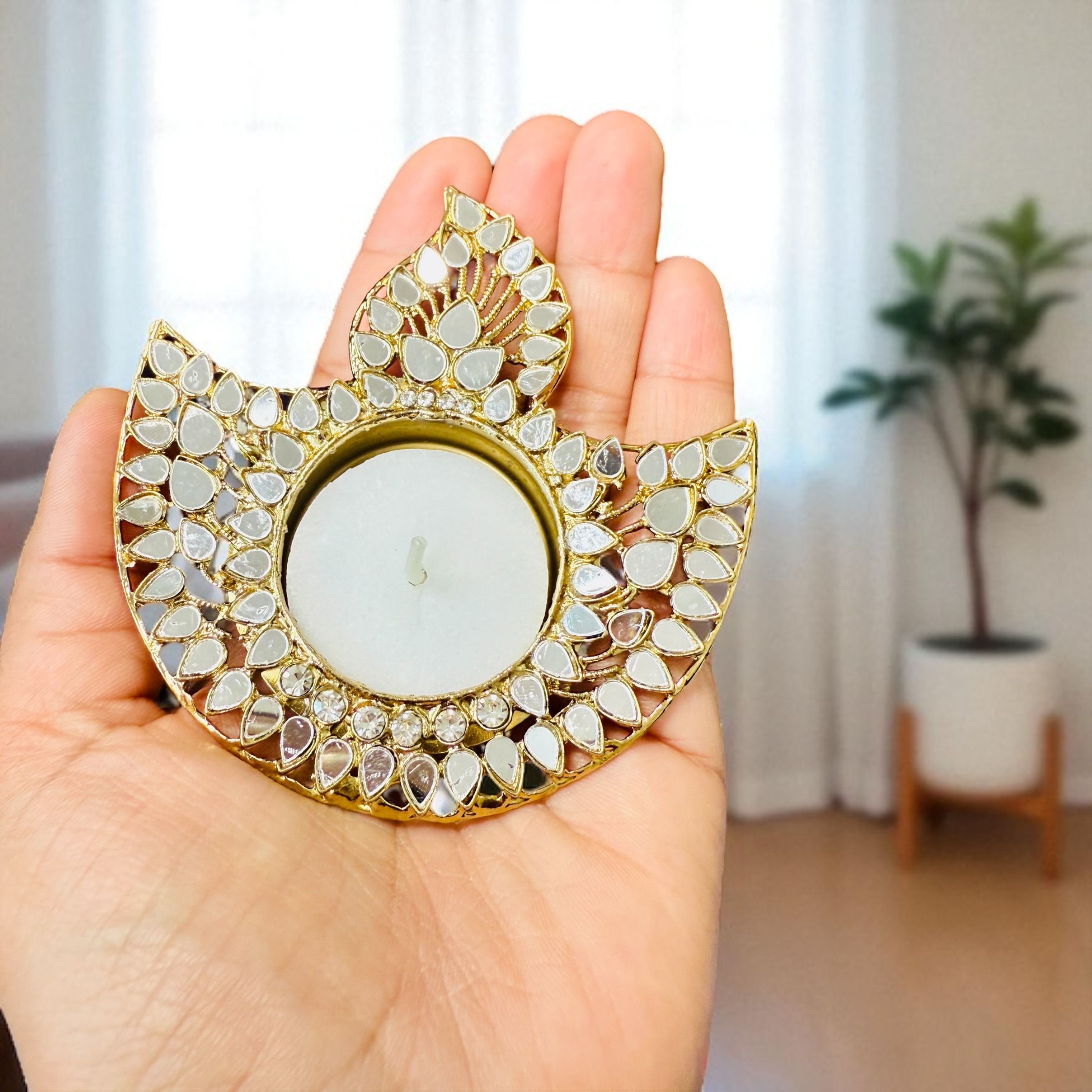 Mirrorwork Diya/T-Light Holder - Set of 2 - Return Gifts for Housewarming/Diwali/Puja