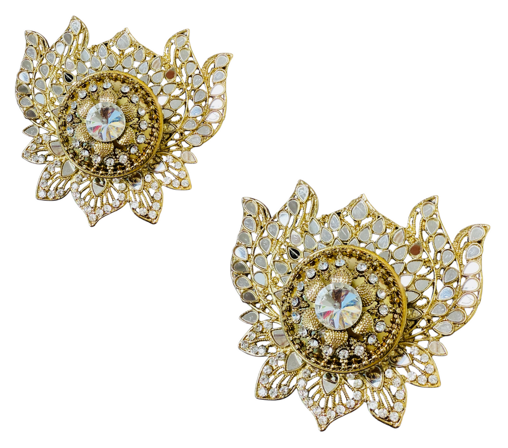 Handmade Designer Lotus Shaped Kundan Dibbies/Sindoor Daani/Trinket Box