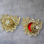 Handmade Designer Lotus Shaped Kundan Dibbies/Sindoor Daani/Trinket Box - Set of 3