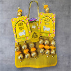Gift Combo - Pair of Shubh Labh & Resin Ganesha in Tissue Fabric Reusable Gift Bag