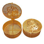 Round Golden Metal Ganesha Gift Boxes -  Perfect To Pack Small Gifts Like Diya, Jewelry
