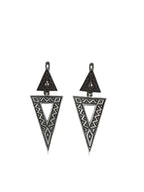 Silver Geometric Triangle Earrings