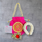 Karwachauth Gift Combo - Reusable Gajra, Sindoor Dibbi, Bindi & Gota Potli